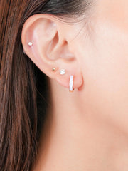 Purple Enamel Moissanite Reversible Huggie Earrings