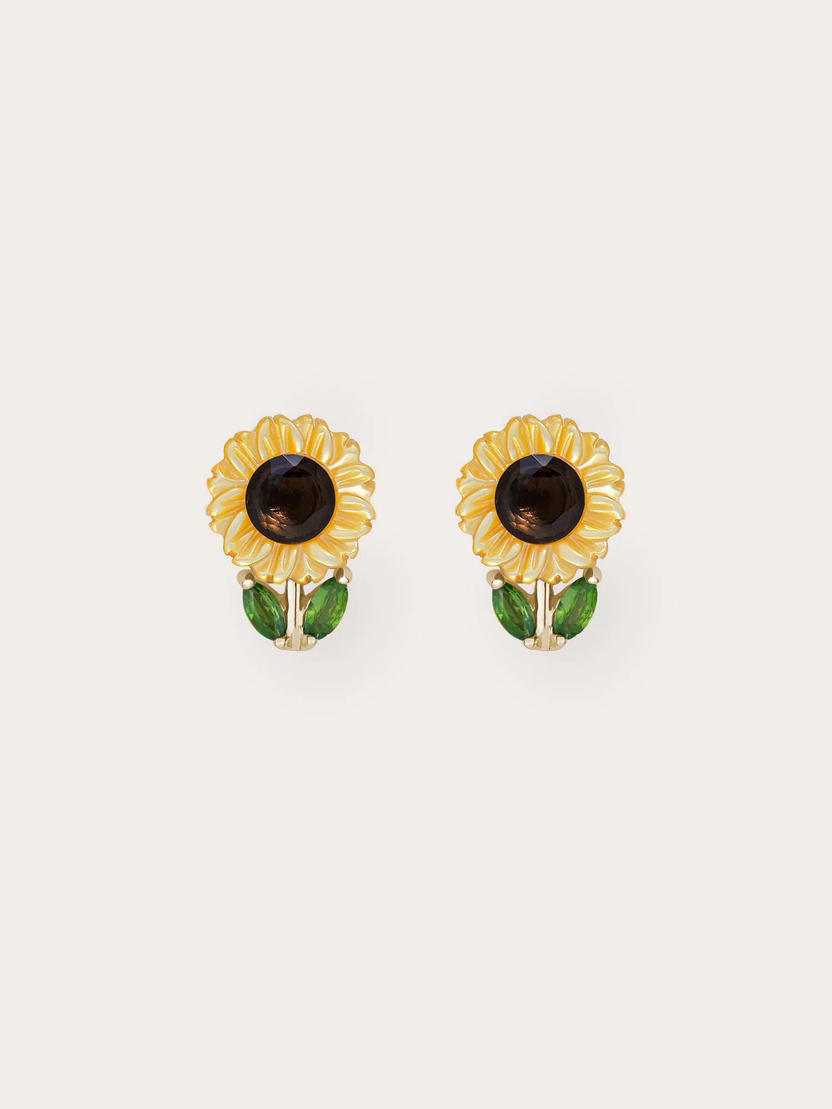 Carved Sunflower Stud Earrings