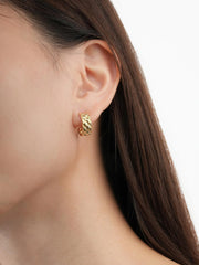 Puffy Quilt Hoop Earrings