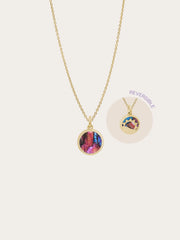 Rainbow Turquoise Reversible Coin Necklace