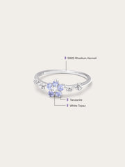 Periwinkle Flower Ring with Tanzanite