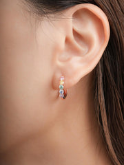 Rainbow Moissanite Reversible Huggie Earrings