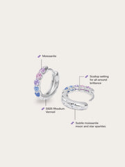 Lilac Sunset Moissanite Reversible Hoop Earrings